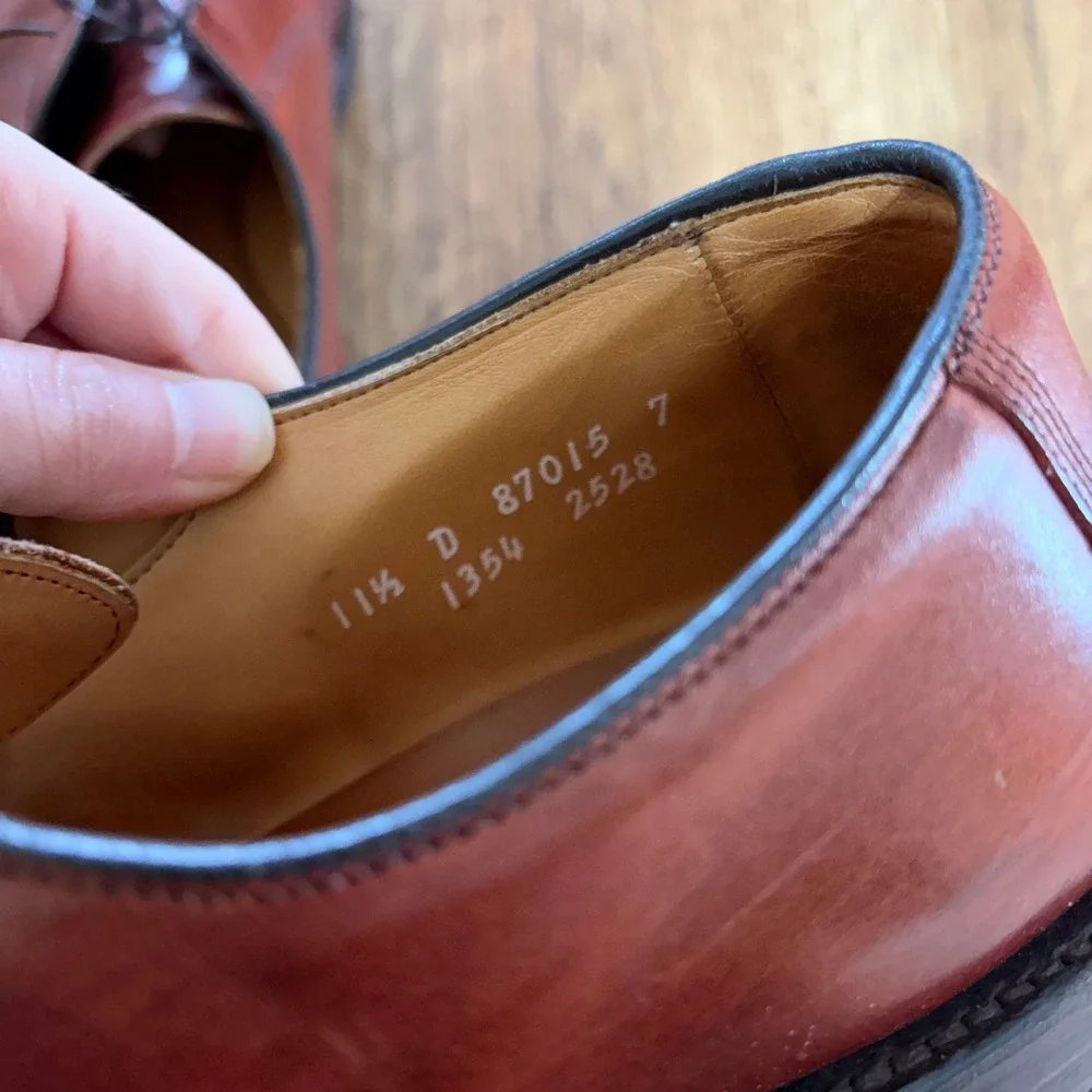 Allen Edmonds DELLWOOD Split Toe Lace Up Oxfords 11.5 D Brown USA Made Leather